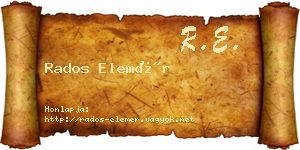 Rados Elemér névjegykártya